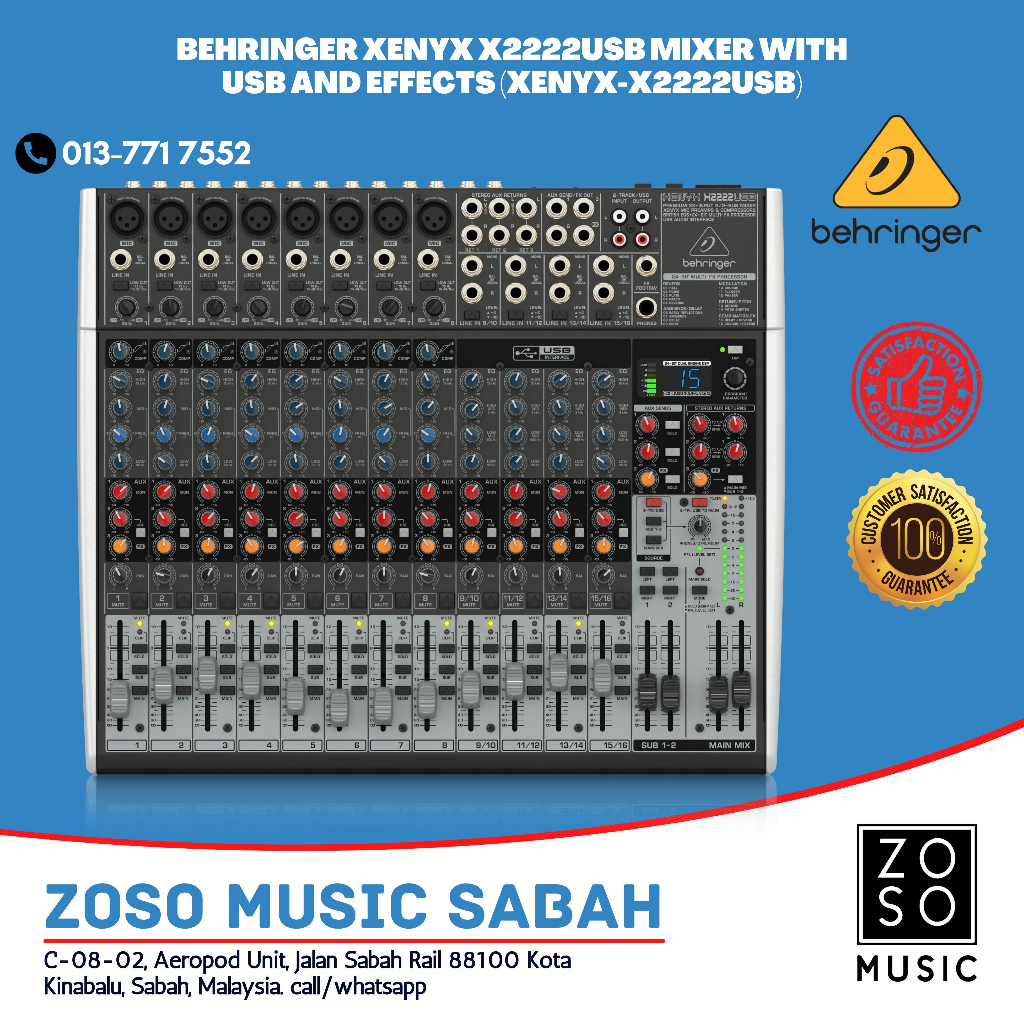 BEHRINGER XENYX X2222USB MIXER WITH USB AND EFFECTS (XENYXX2222USB