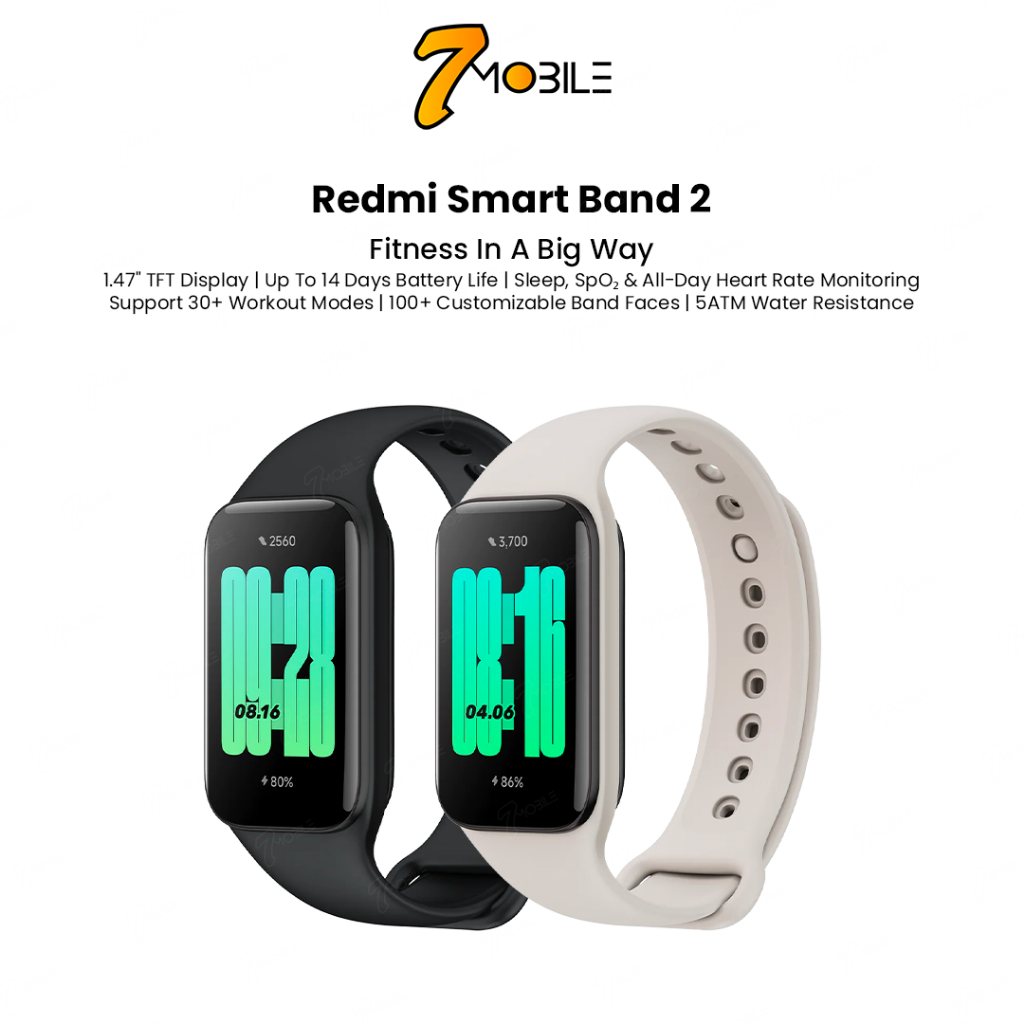 Xiaomi Redmi Smart Band 2 [1.47 Display, 14 Days Battery Life, 5ATM  Water Resistance] - Original Mi Malaysia
