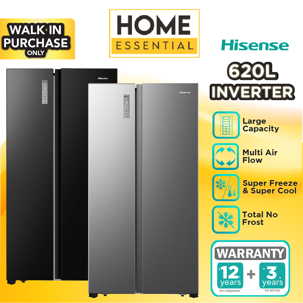 Hisense 620l Side By Side Inverter Refrigerator Rs666n4abniv New Black Rs666n4abn Silver 3872