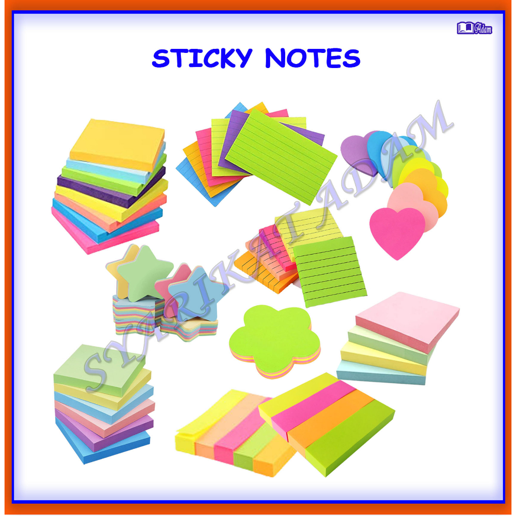 [ADM]STICKY NOTES MIX COLOUR | Shopee Malaysia