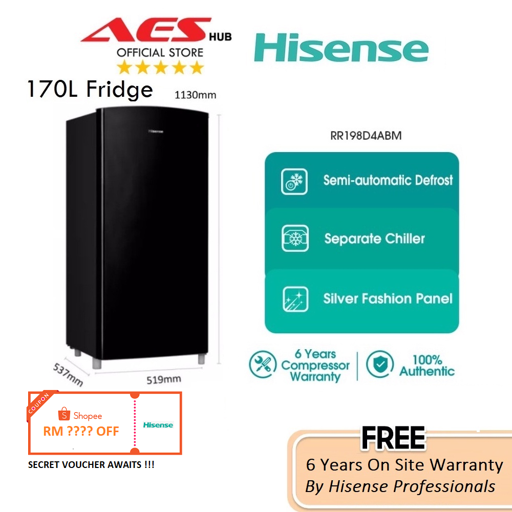 JB CAN UNBOX Hisense Single Door Fridge 170L Refrigerator Peti Sejuk 1