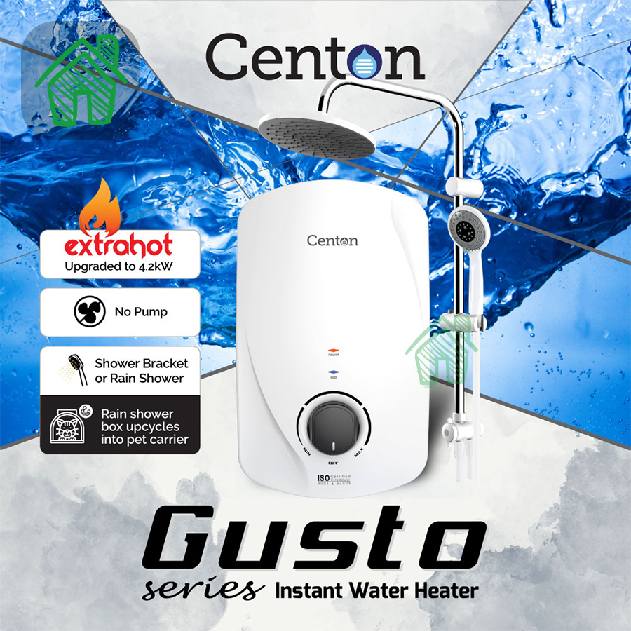 CENTON Instant Shower Water Heater Gusto GT331 Series (no pump) Shopee Malaysia