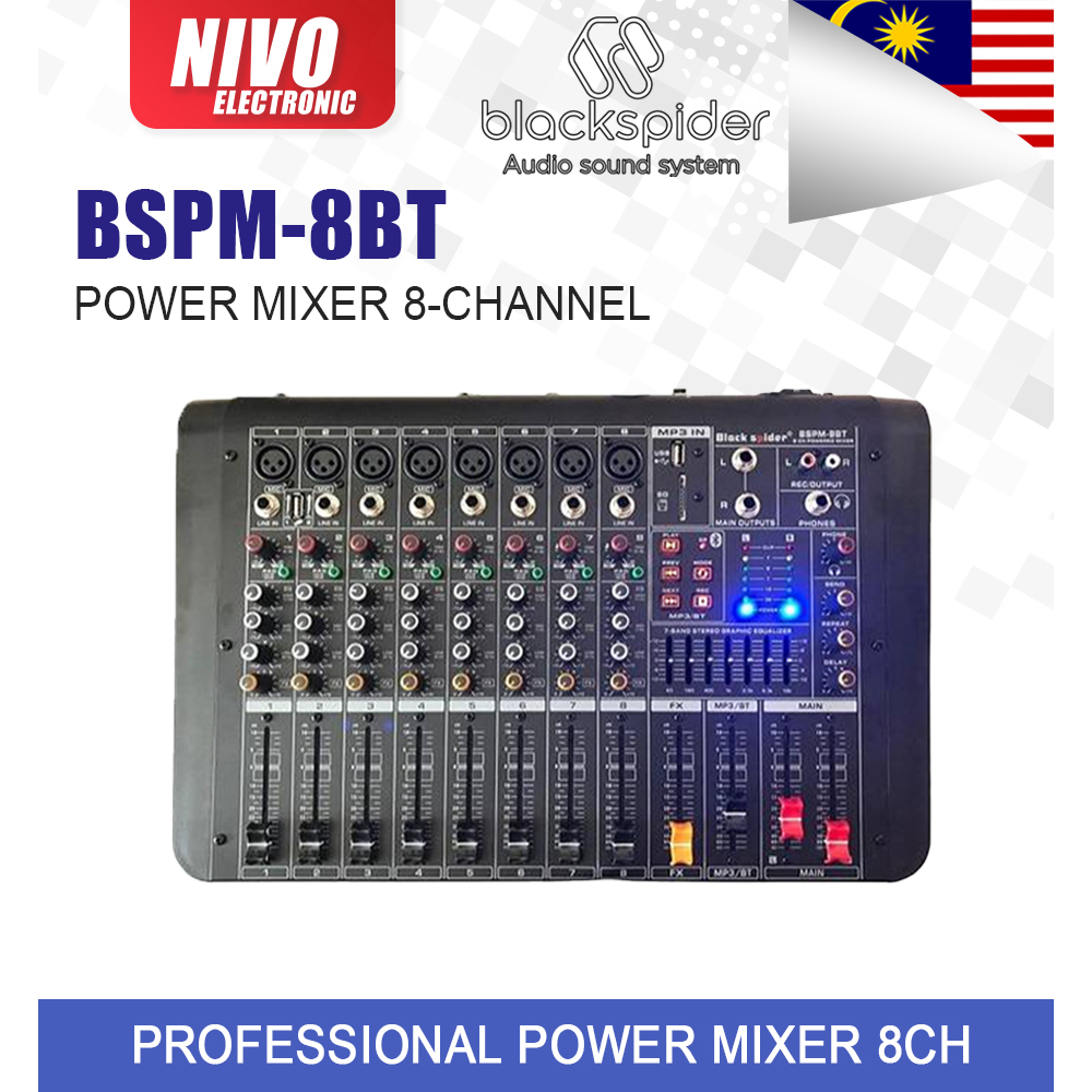 BLACK SPIDER BSPM8BT POWER MIXER 8 CHANNEL Shopee Malaysia