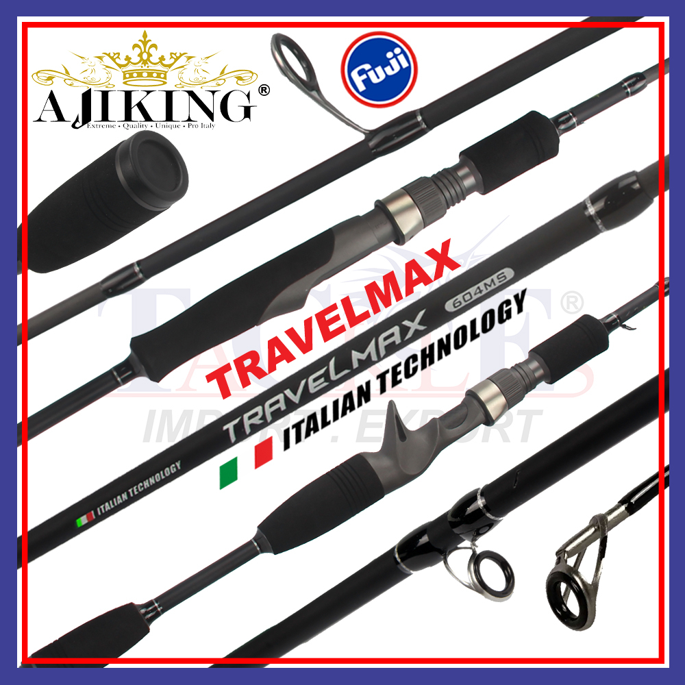 6'0ft - 6'6ft) Ajiking Travelmax Portable Spinning Casting BC Fishing Rod  4 Section Joran Pancing Outdoor Travel FUJI