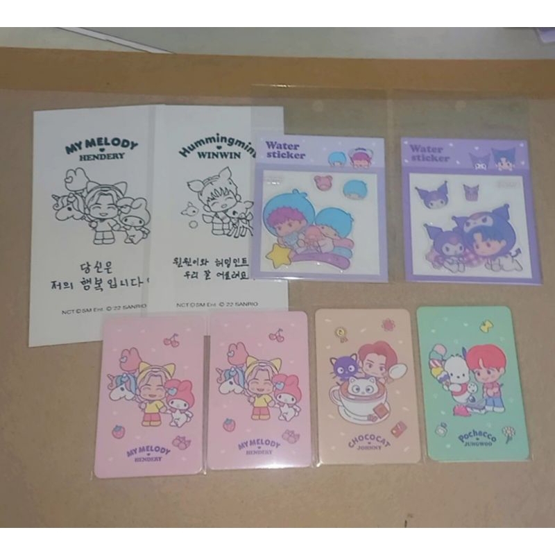 nct sanrio receipt water sticker character card cc jungwoo johnny ...