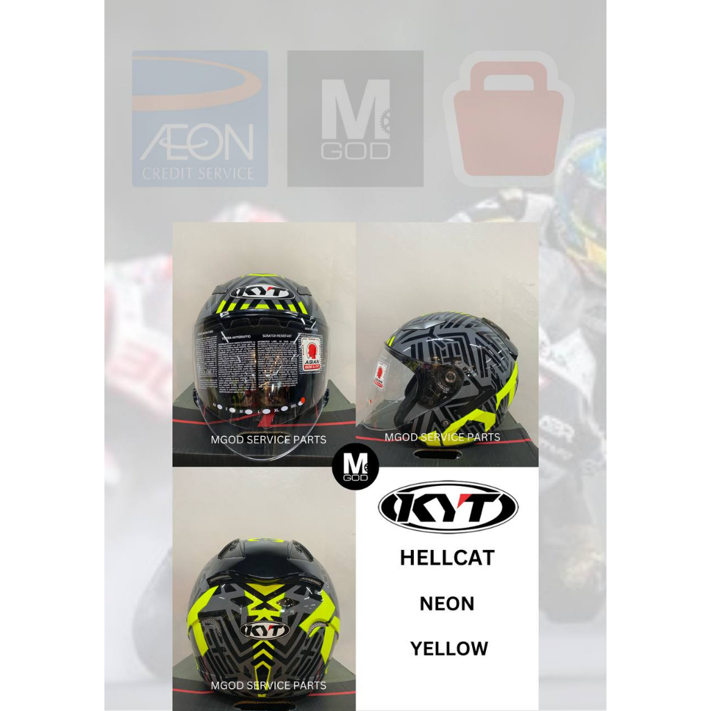YWHL00X10 KYT HELMET NEON YELLOW FLUO KYT HELLCAT KYT HELMET OPEN FACE
