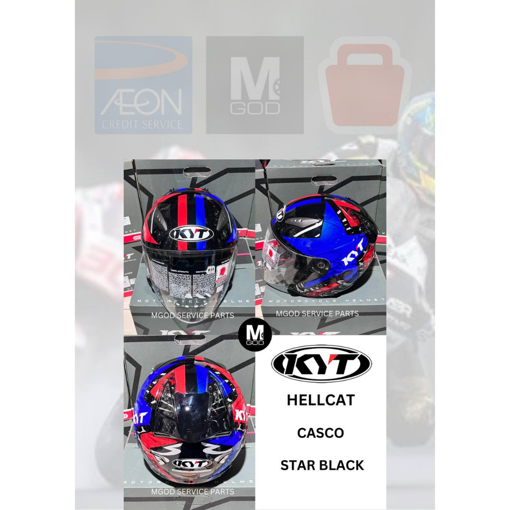 YWHL0020 KYT HELMET CASCO STAR BLACK KYT HELLCAT KYT HELMET OPEN FACE