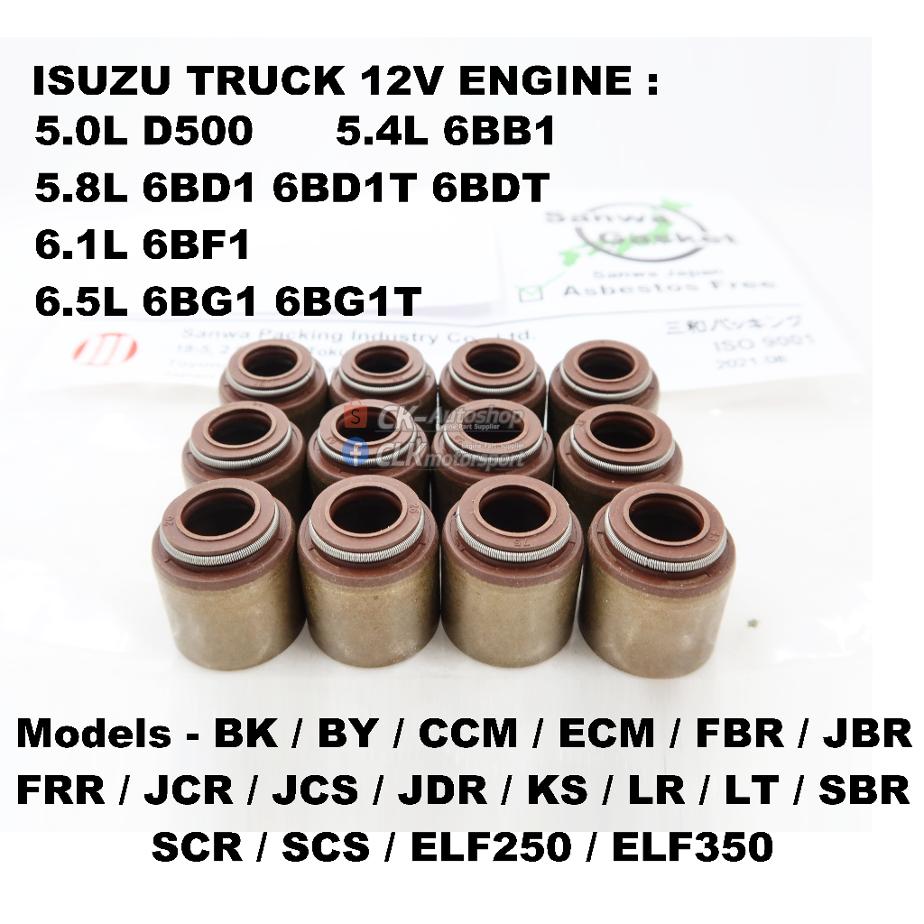 Sanwa Japan Viton Valve Seal - Isuzu Truck FSR FSS FTR With D500 6BB1 ...