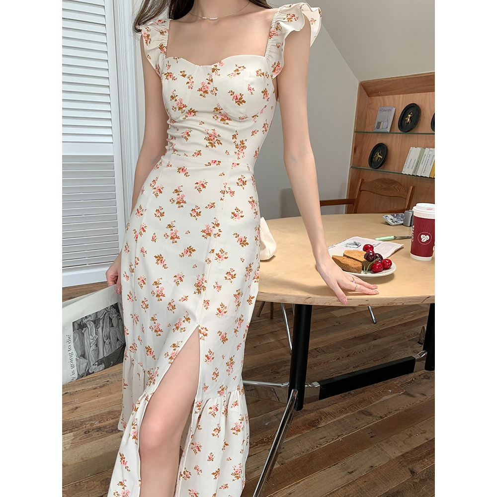 Korean Cute Dresses For Women 2026.Korean Style Floral Print Dress - Mint Green | Plus Size Casual ...