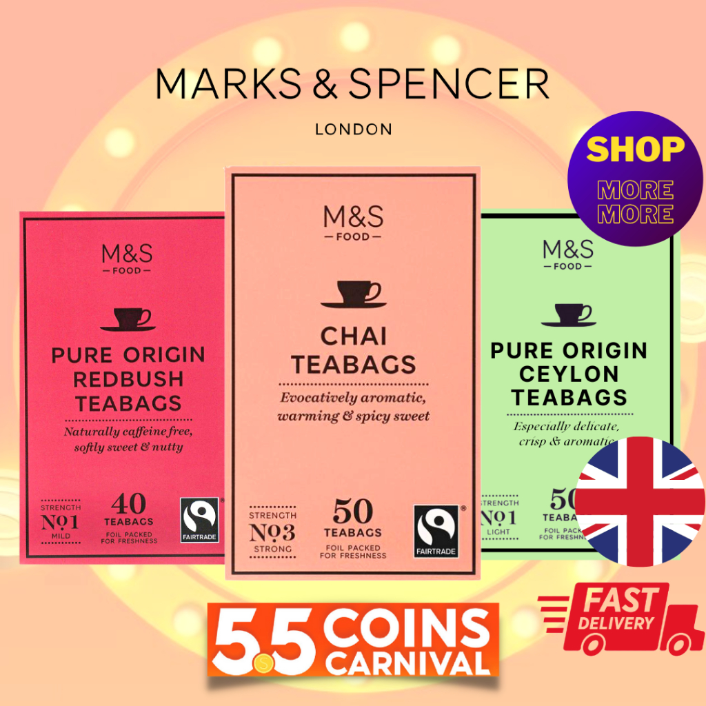 M&S 🇬🇧 Marks & Spencer PURE ORIGIN TEABAG redbush/ceylon/chai tea