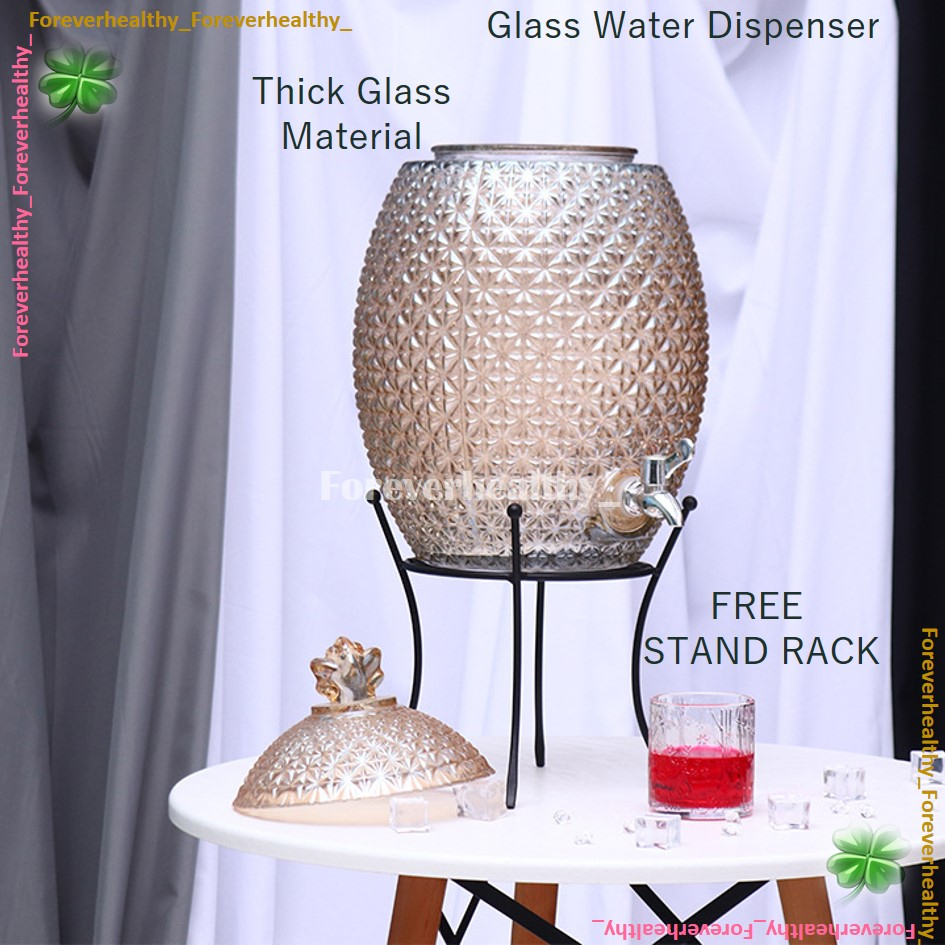 Thick Glass Water Dispenser 5 Liter Flora Container Luxury Drinks Jug