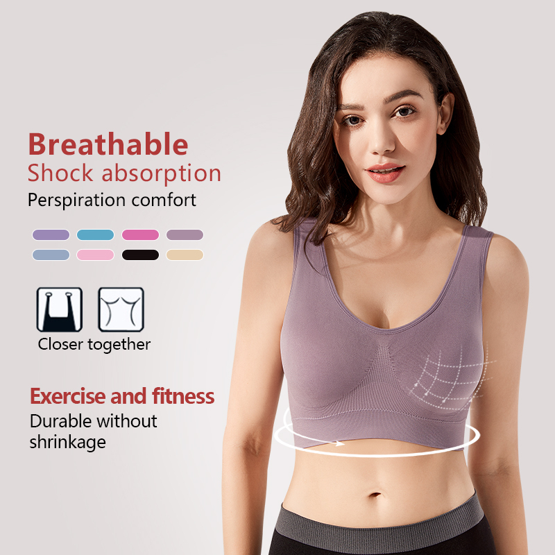 Seamless Sport Bra Double Layer Plus Size Padded Yoga Training Gym S