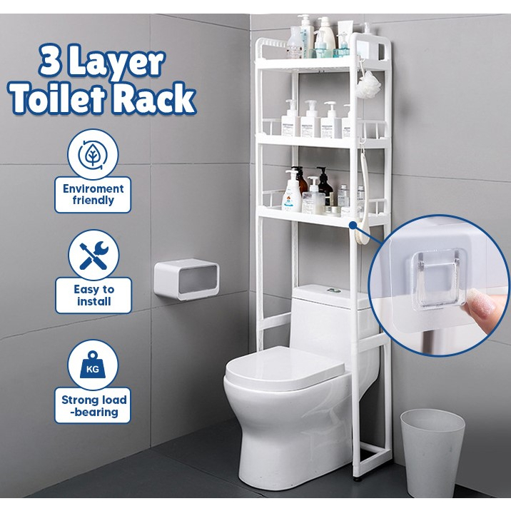 3 Layer Toilet Rack Bathroom Towel Shelf Accessories Free Perforation ...
