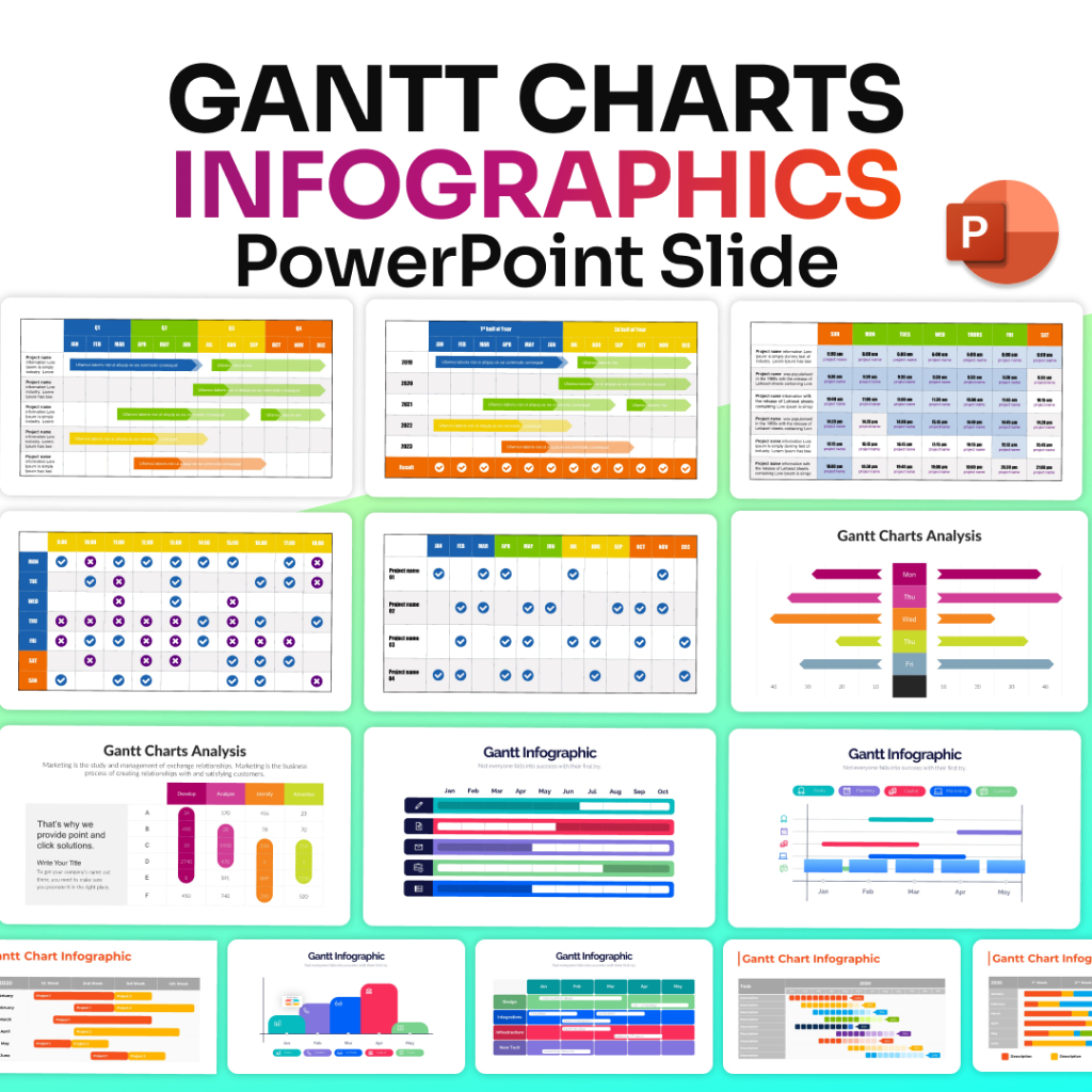 Gantt Charts PowerPoint Infographics Presentation Template | Easy Edit ...