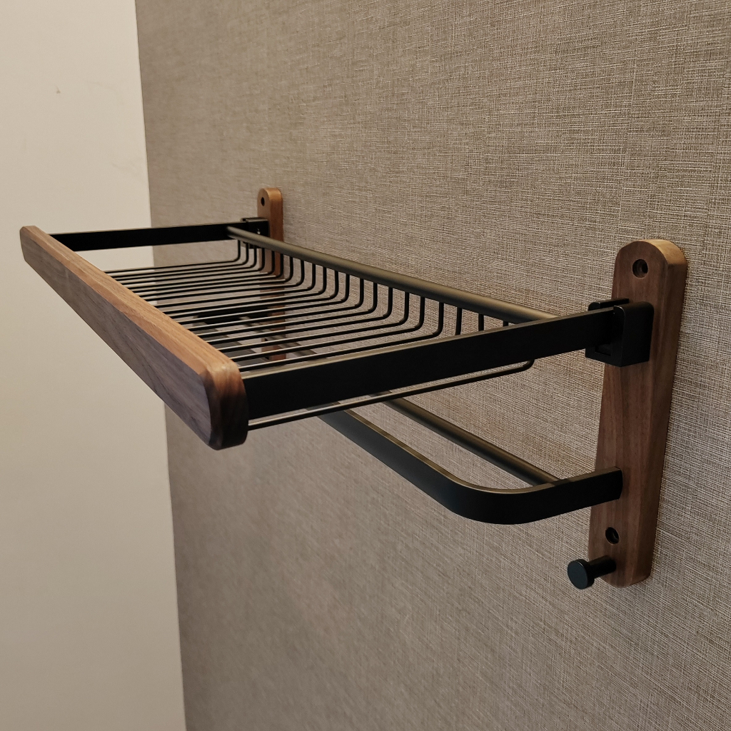 [Natural Walnut Series] Bath Towel Foldable Rack Clothing and ...