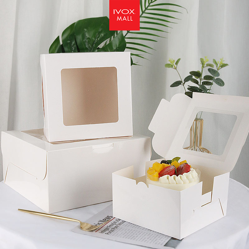 White Window Cake Box Food Grade Pastry Box Kotak Kek Dessert Cookies 