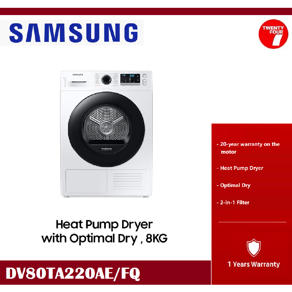 [ Delivered by Seller ] SAMSUNG 8KG DV80TA220AE Heat Pump Dryer