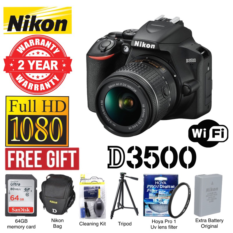 NIKON D5300 DSLR Camera Body with Dual Lens: AF-P DX NIKKOR 18