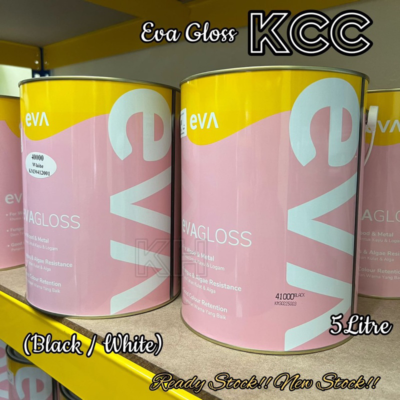 KCC EVA GLOSS PAINT WOOD & METAL 5L / 5Litre BLACK/WHITE | Shopee Malaysia