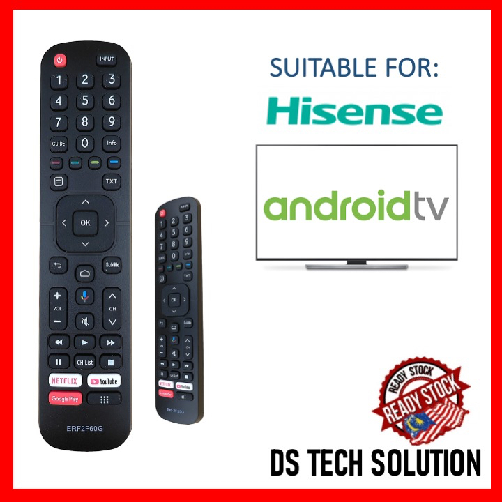 Telecomando Ricambio ERF2F60G Per TV Hisense 4K - Modelli 32A5700FA, 40A35EEAS, HE32E5620FHATS E Compatibili