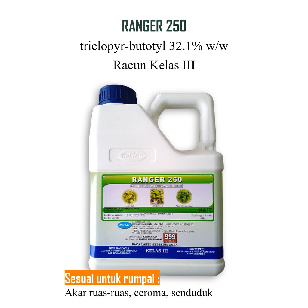 4 Liter Racun Ranger 250 Hextar Shopee Malaysia