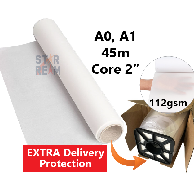 A1&A0 Tracing Paper Roll 45meters 112gsm 2" Core Shopee Malaysia