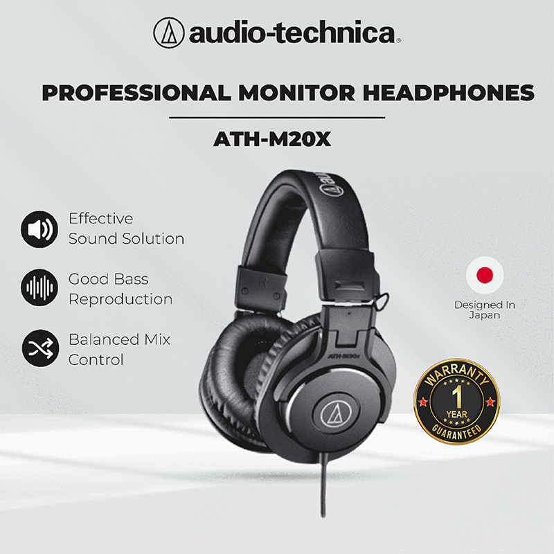 Audio-Technica ATH-M20X Professional Monitor Headphones Headset