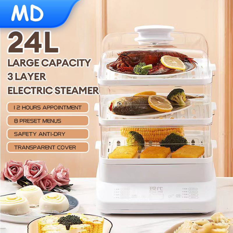 【In Stock】24L Smart Timing Food Steamer Electric Food Steamer Muiti