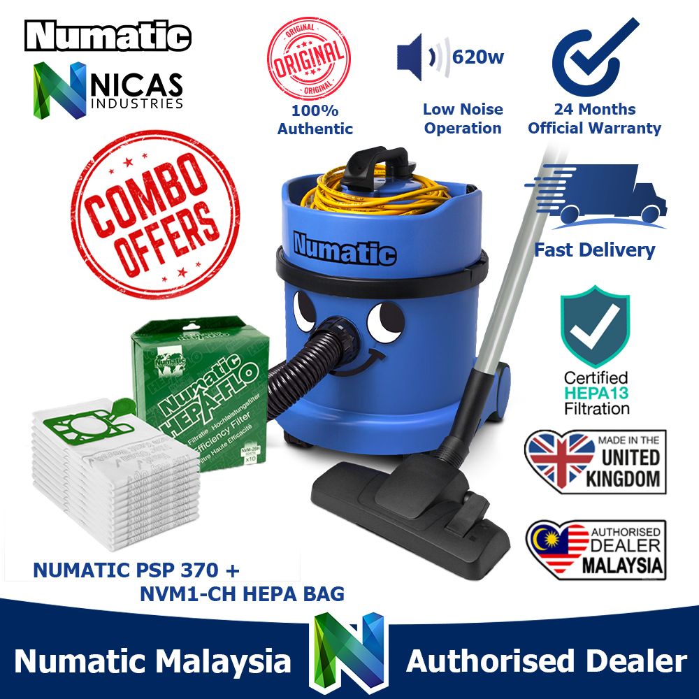 GENUINE NUMATIC HEPA Dry Vacuum Cleaner PSP370 (Made in UK) + HepaFlo