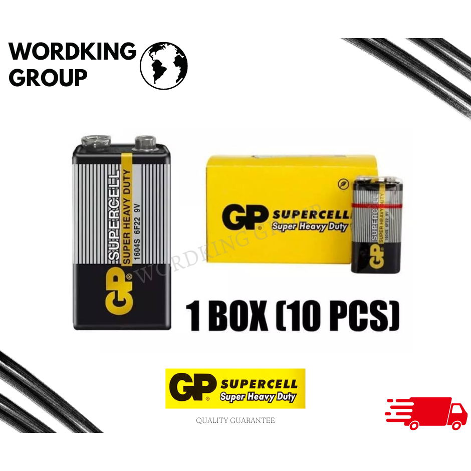 1BOX [10PCS] ORIGINAL GP SUPERCELL SUPER HEAVY DUTY 9V BATTERY Shopee