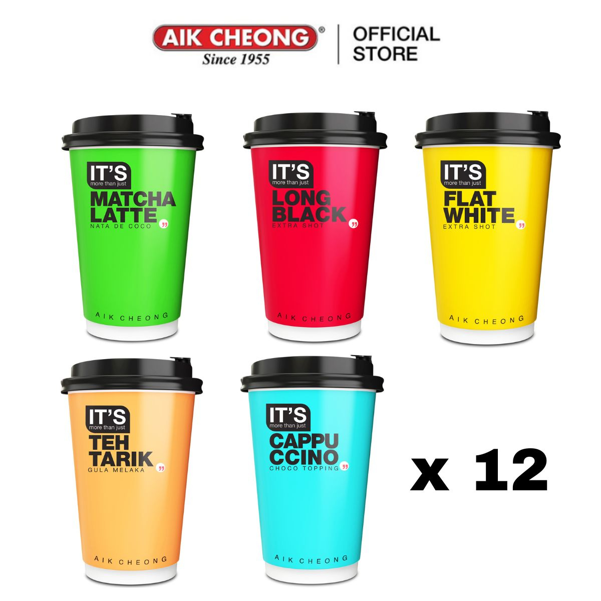 Aik Cheong IT'S Cup x 12 Chocolate/Cappuccino/Flat White/Long Black