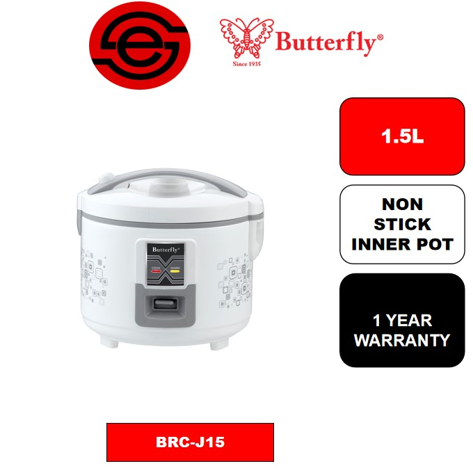 BUTTERFLY electric jar rice cooker 1.5liter/1.8liter/2.8liter BRCJ15/BRCJ18/BRCJ28 Shopee