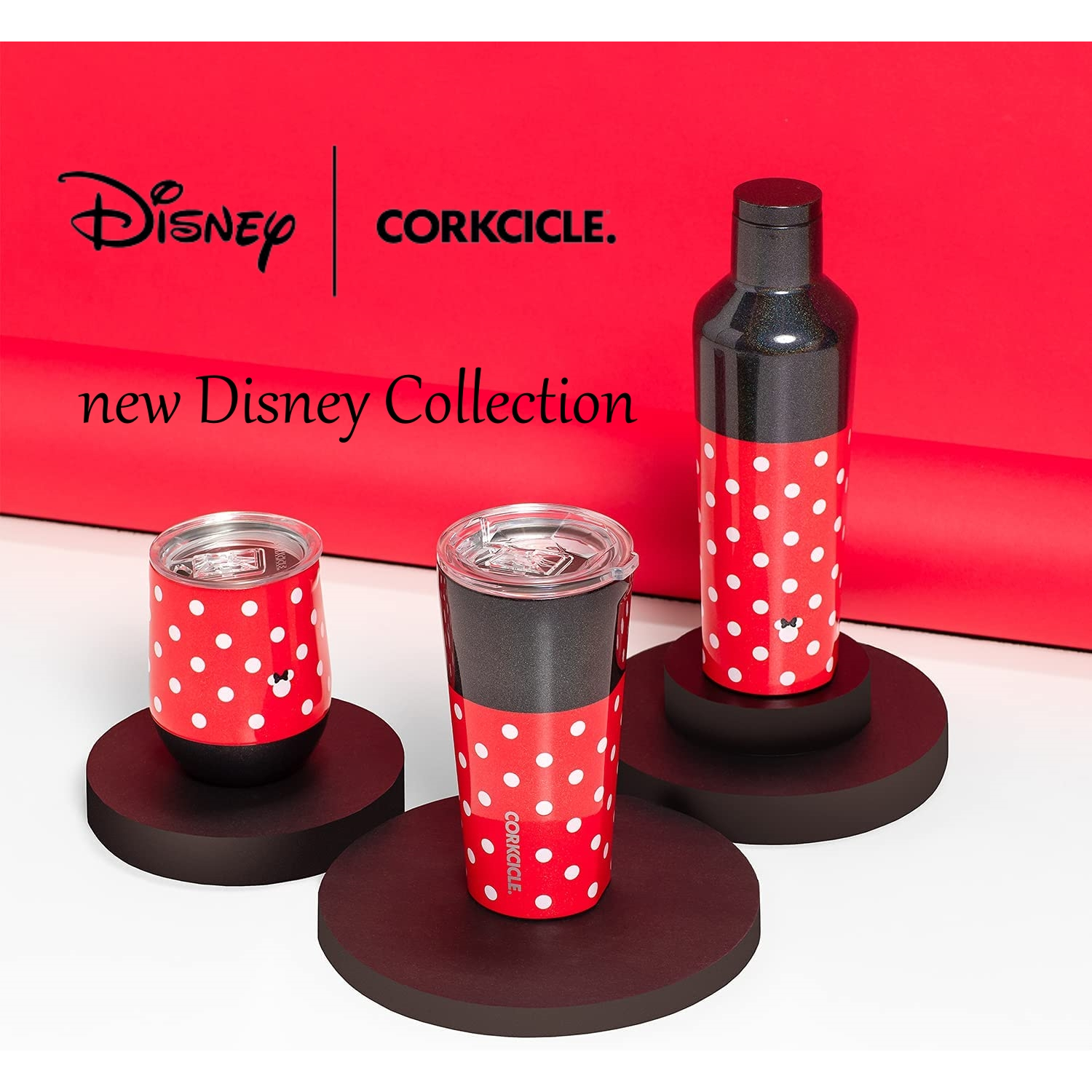 Disney x Corkcicle Minnie Mouse Polka Dots Red Canteen / Tumbler 16oz, Stemless 12oz Licensed