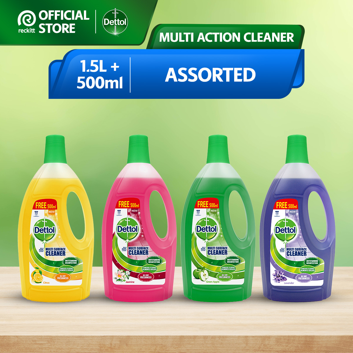 Dettol Multi Action Surface Floor Cleaner (1.5L) [Free 500ml] | Shopee ...