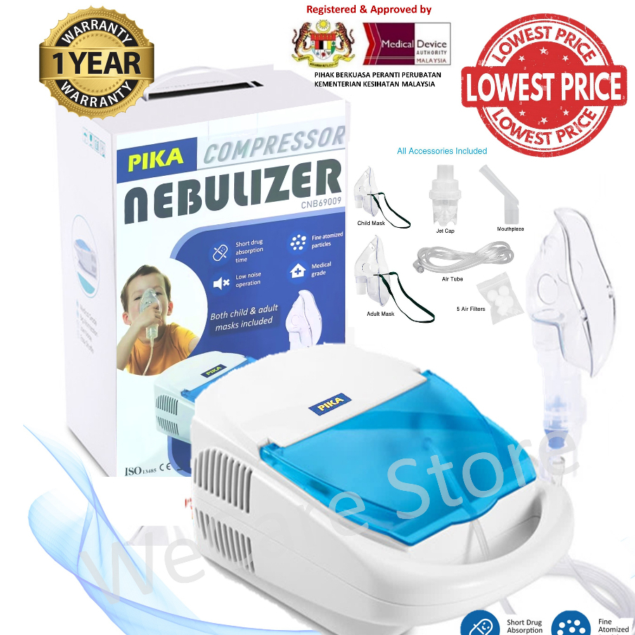 【kkm Lulus】pika Mesin Nebulizer Medical Asma Compressor Piston Asthma 