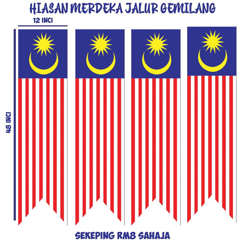 BENDERA HIASAN MERDEKA 1 KAKI X 4 KAKI | Shopee Malaysia