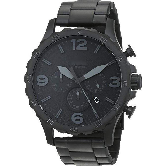 Original Fossil Men's Nate Ion Black Dial Chronograph Stainless Steel ...