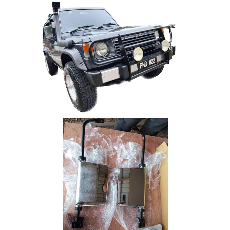 Mitsubishi Pajero Front Side Mirror Clear Chrome with Arm Depan LO47
