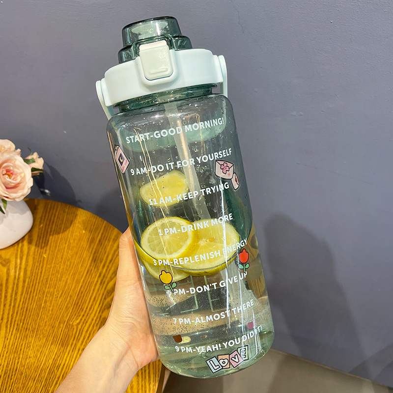 Water Bottle with reminder time Tumbler with straw scale big bottle ...