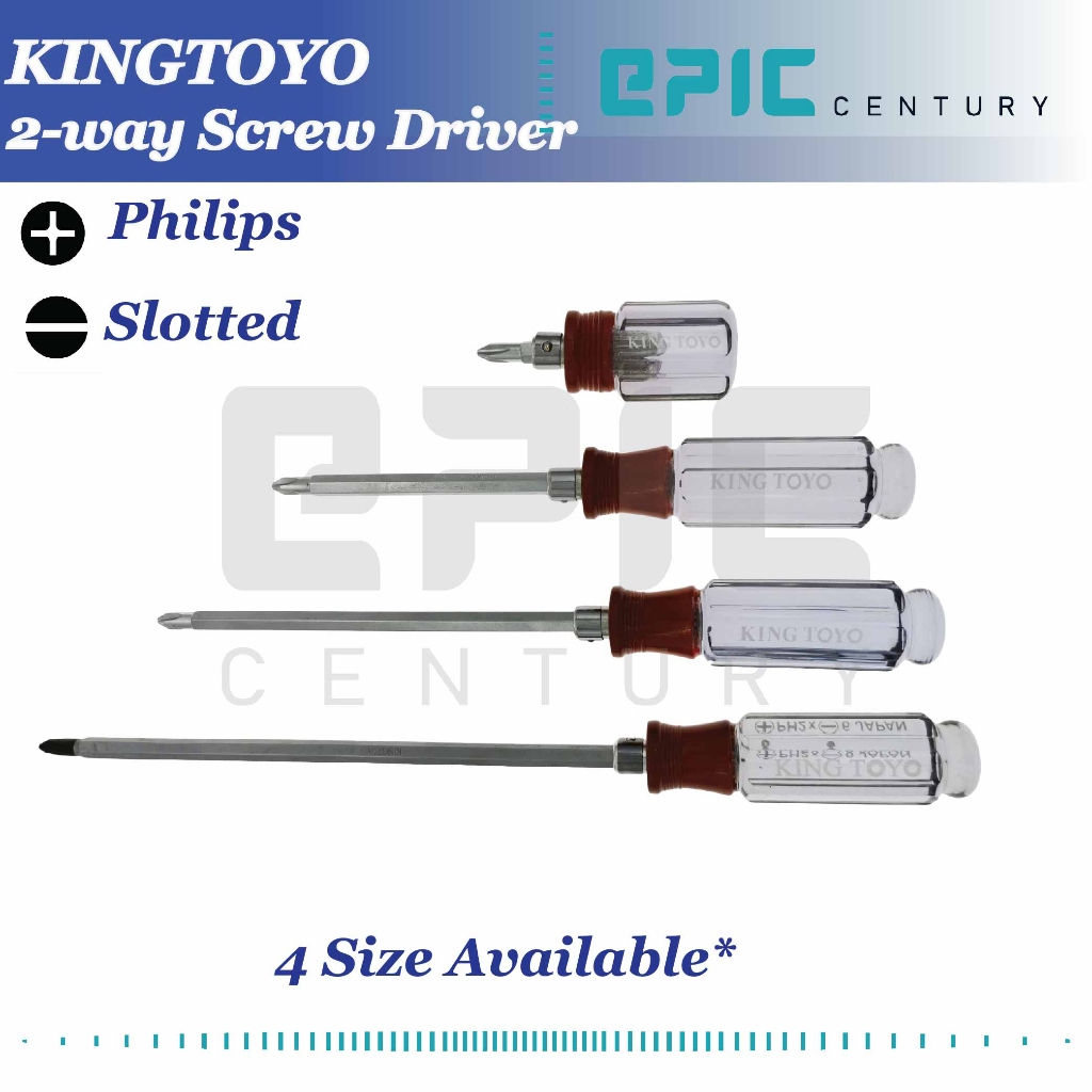King Toyo 2-Way Crystal Handle Screwdriver (32Mm / 100Mm / 150Mm ...