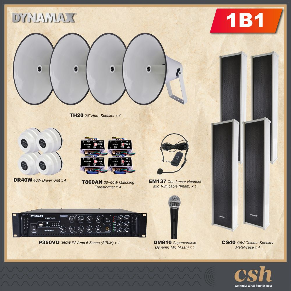 PA System For Surau/ Masjid Package DYNAMAX P350VU 350W PA Amplifier