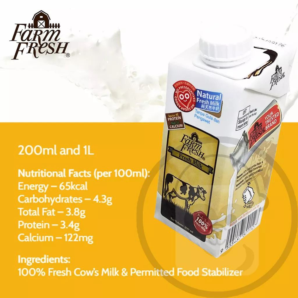 Farm Fresh UHT 200ml Fresh Milk Chocolate Milk Kurma Milk Café