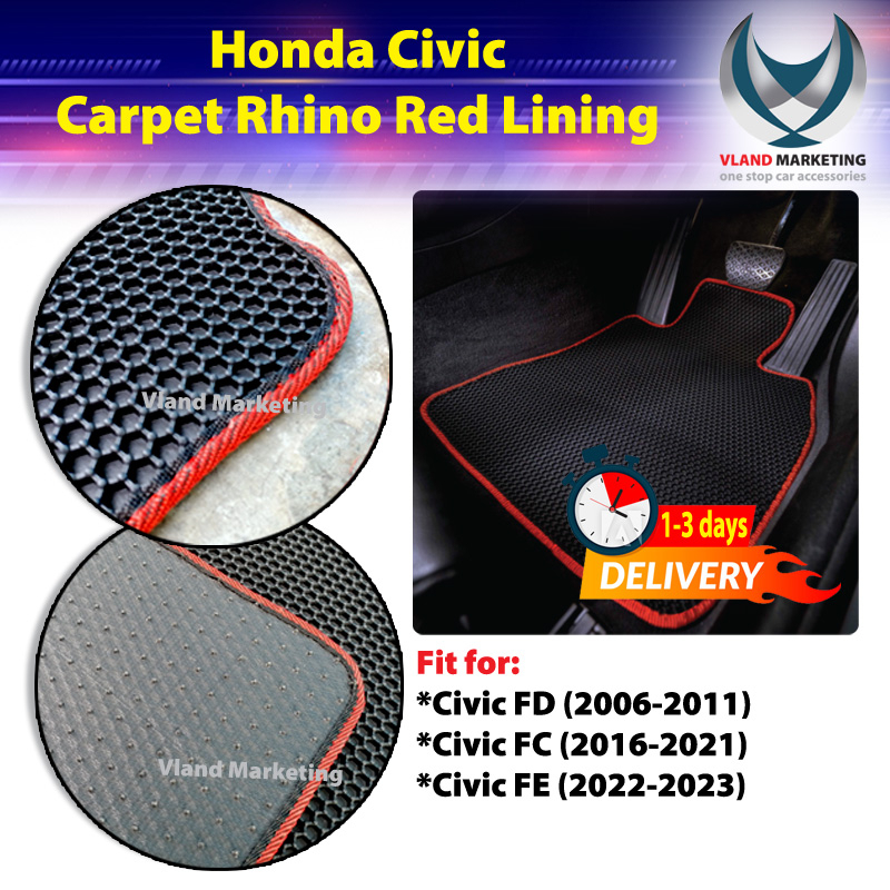 Honda Civic FD Civic FC Civic FE Car Floor Mat Carpet Rhino Red Lining