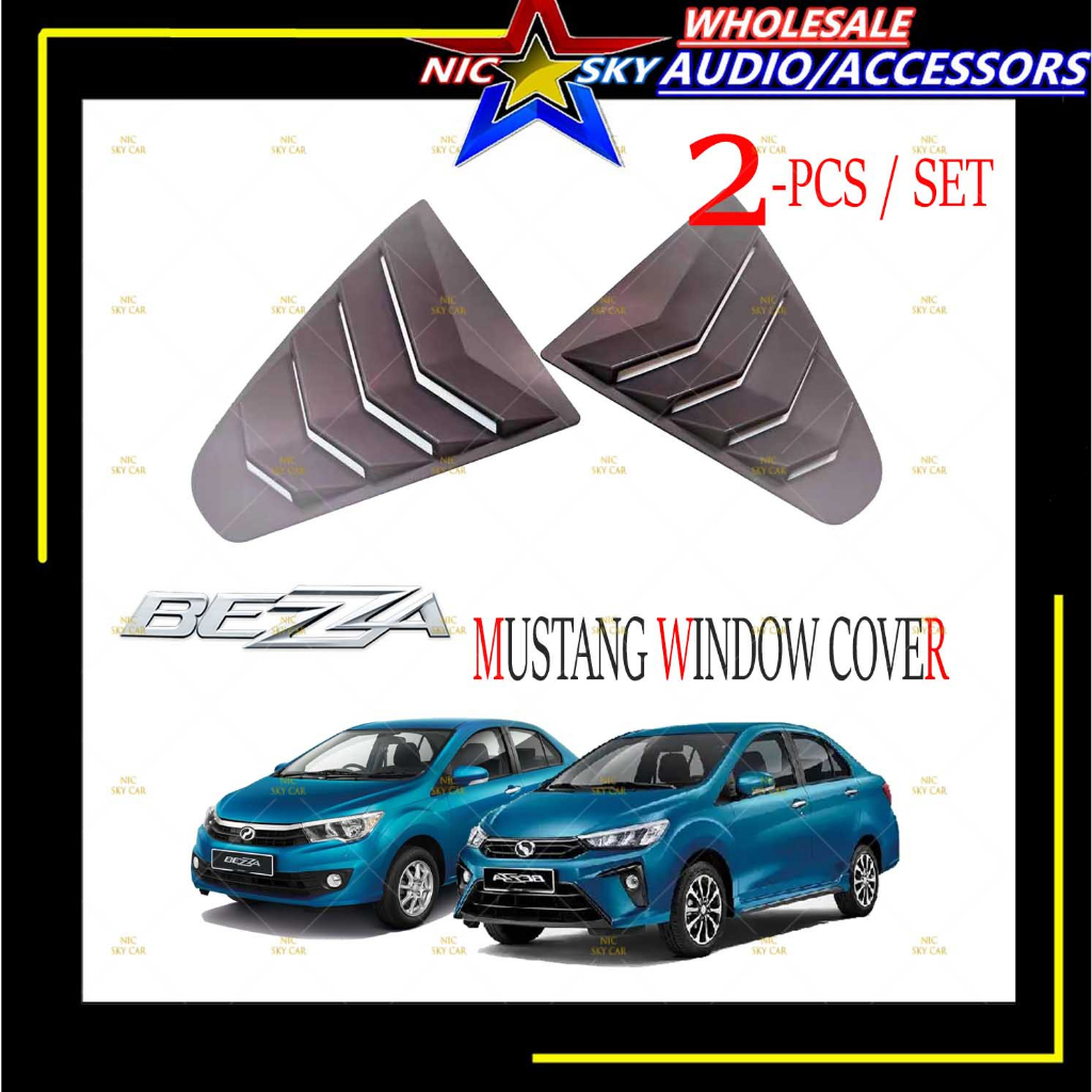 Bezza Car Rear Side High Quality Mustang Cover 3D Shark Window Triangle ...