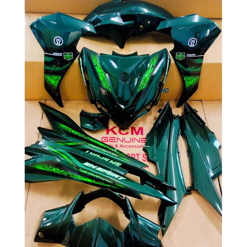 COVERSET SM SPORT 110R / 110E HIJAU LUMUT SIAP PASANG STICKER | Shopee ...