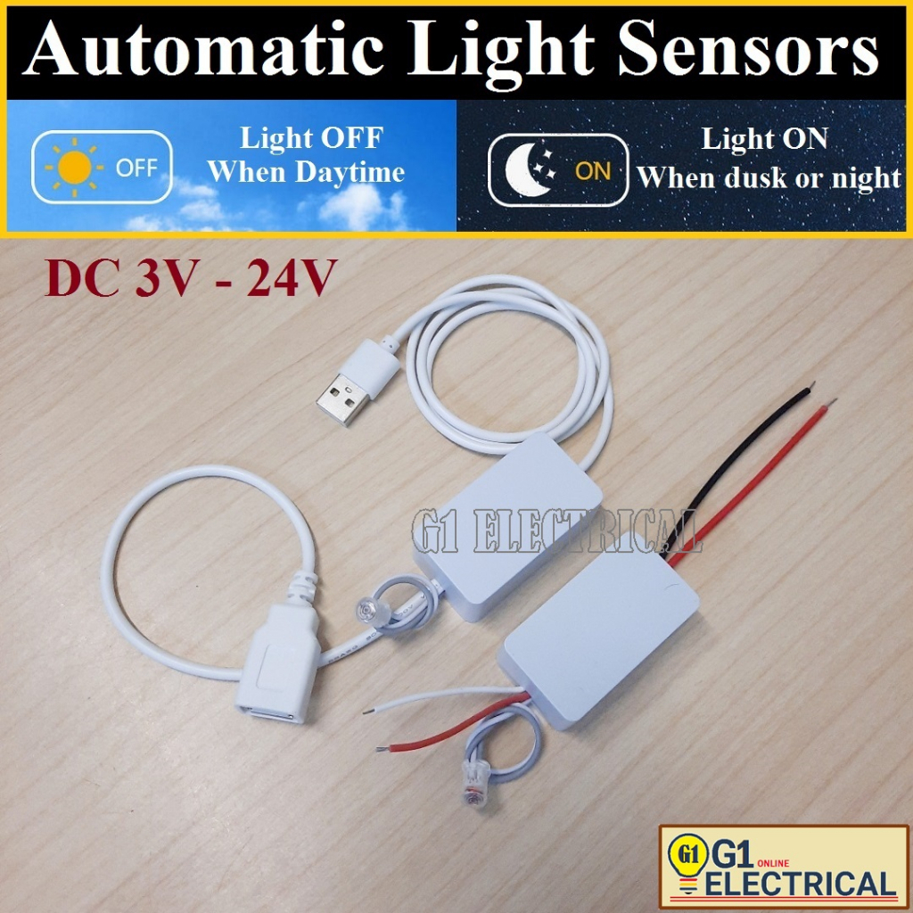 Automatic night light sensor, 3V – 24V DC LED light control sensors ...