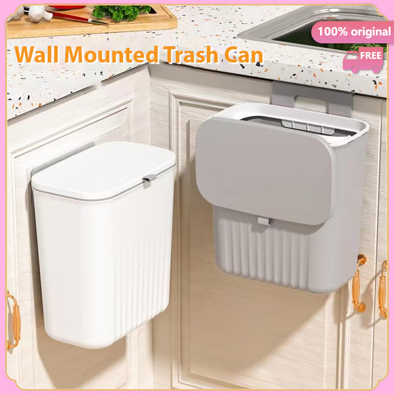 [Ready Stock] 9L Wall Hanging Garbage Can Trash Kitchen Rubbish Bin