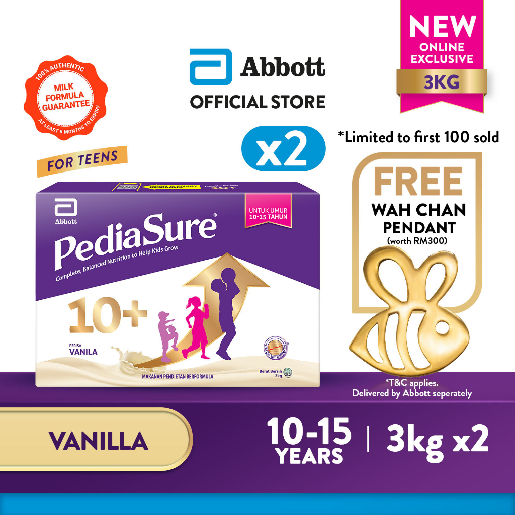 1024px x 1024px - Pediasure 10+ Scientifically Designed for 10-15 Years - Vanilla (3kg x 2)  [Free Wah Chan Gold] | Shopee Malaysia
