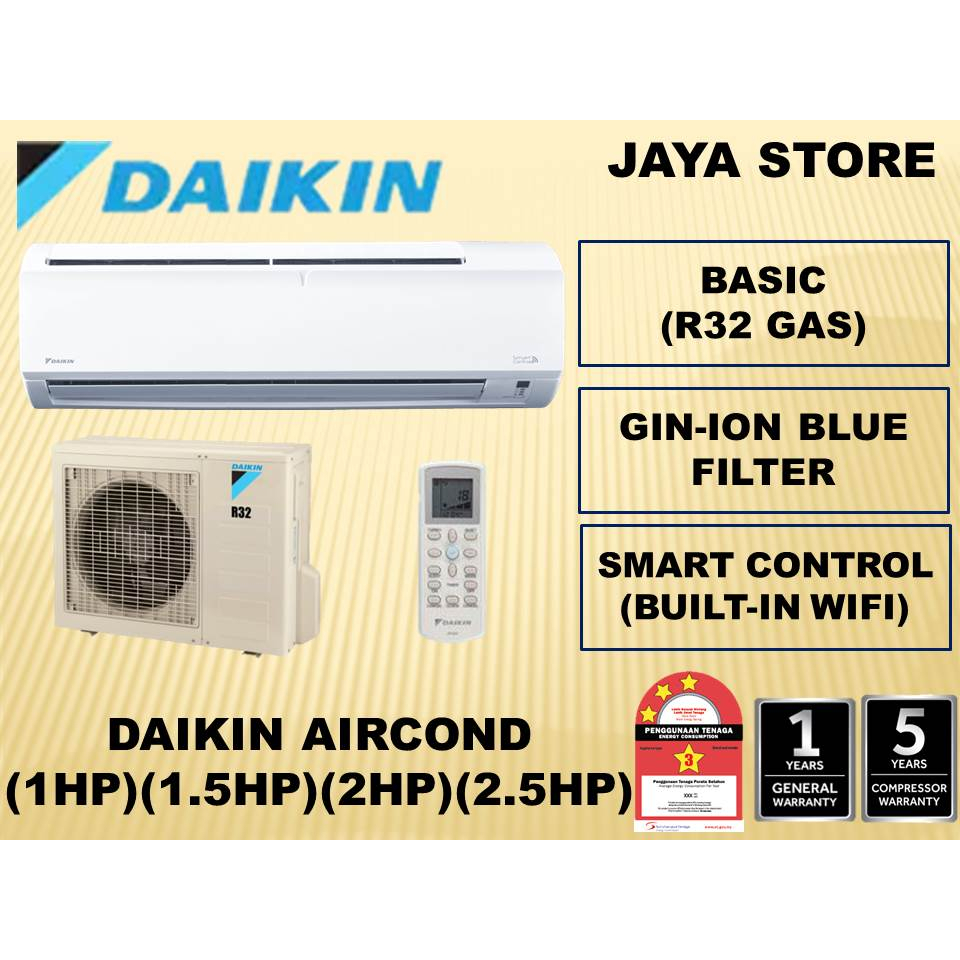 Daikin 1.0HP - 2.5HP R32 Air Conditioner R32 Non Inverter FTV-PB Series ...
