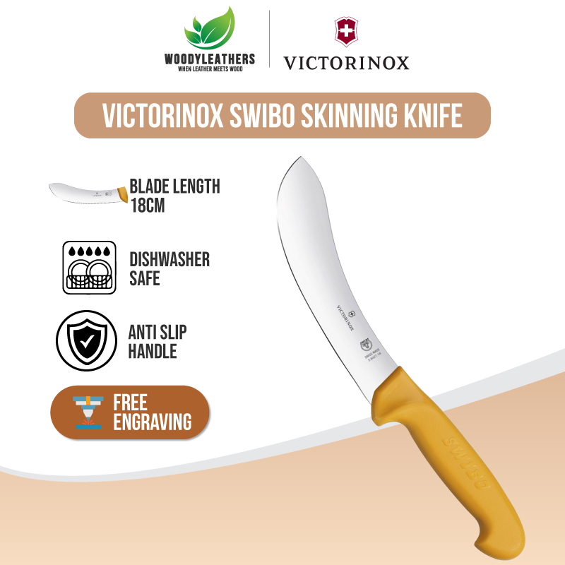 VICTORINOX Swibo 18cm Widened Tip Curved Rigid Blade Skinning Knife 5. ...